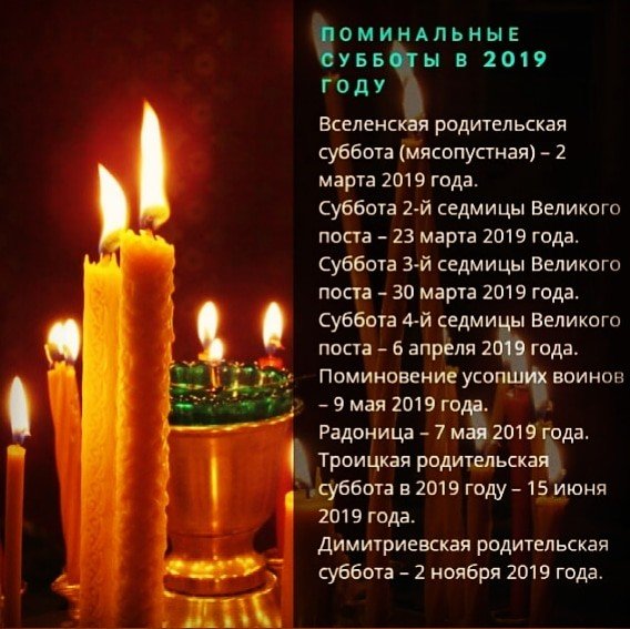 Вселенская родительская суббота 2019