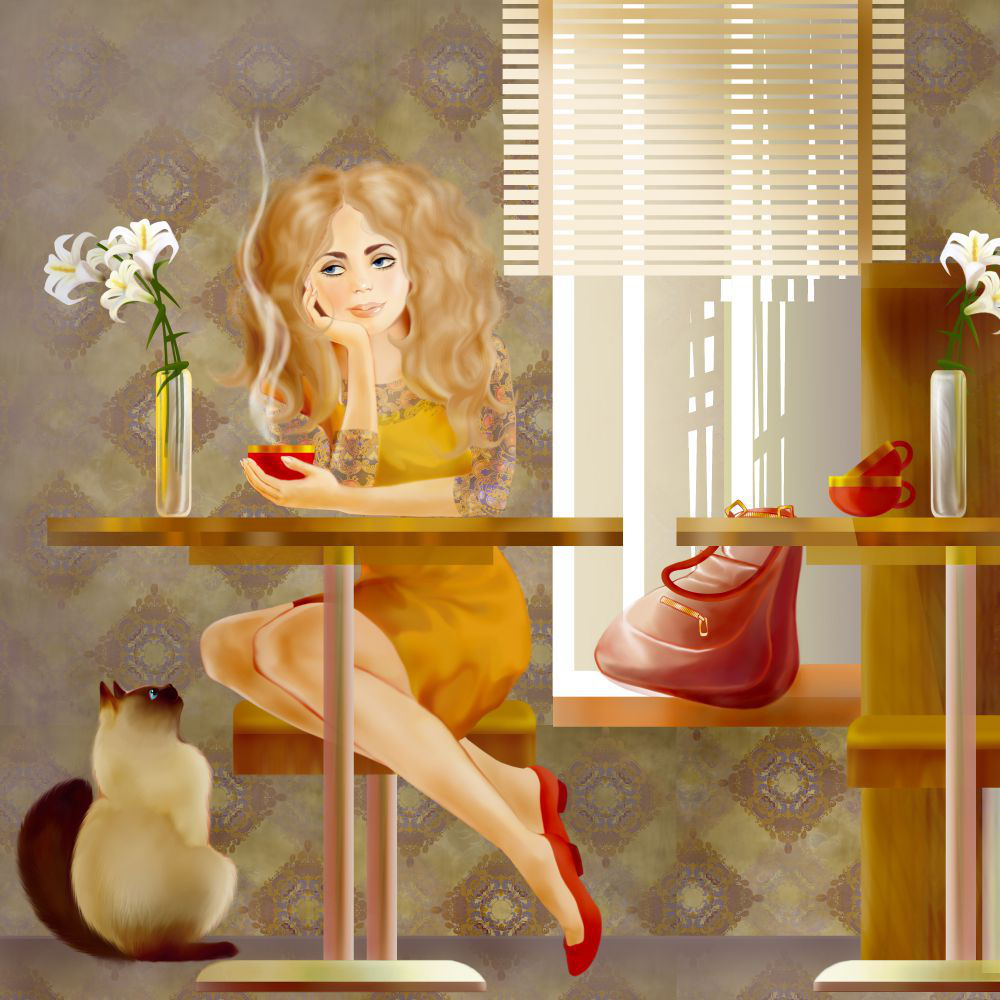 Добрые иллюстрации. Женщина на кухне картина. Уютная женщина. Доброе утро живопись. Мама посидим на кухне