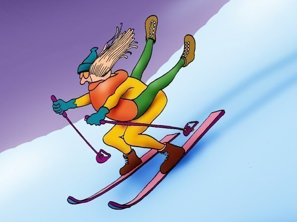 Горные лыжи карикатура