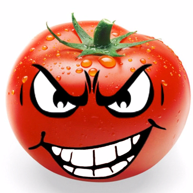 Смешной помидор. Смешной томат. Злой помидор.