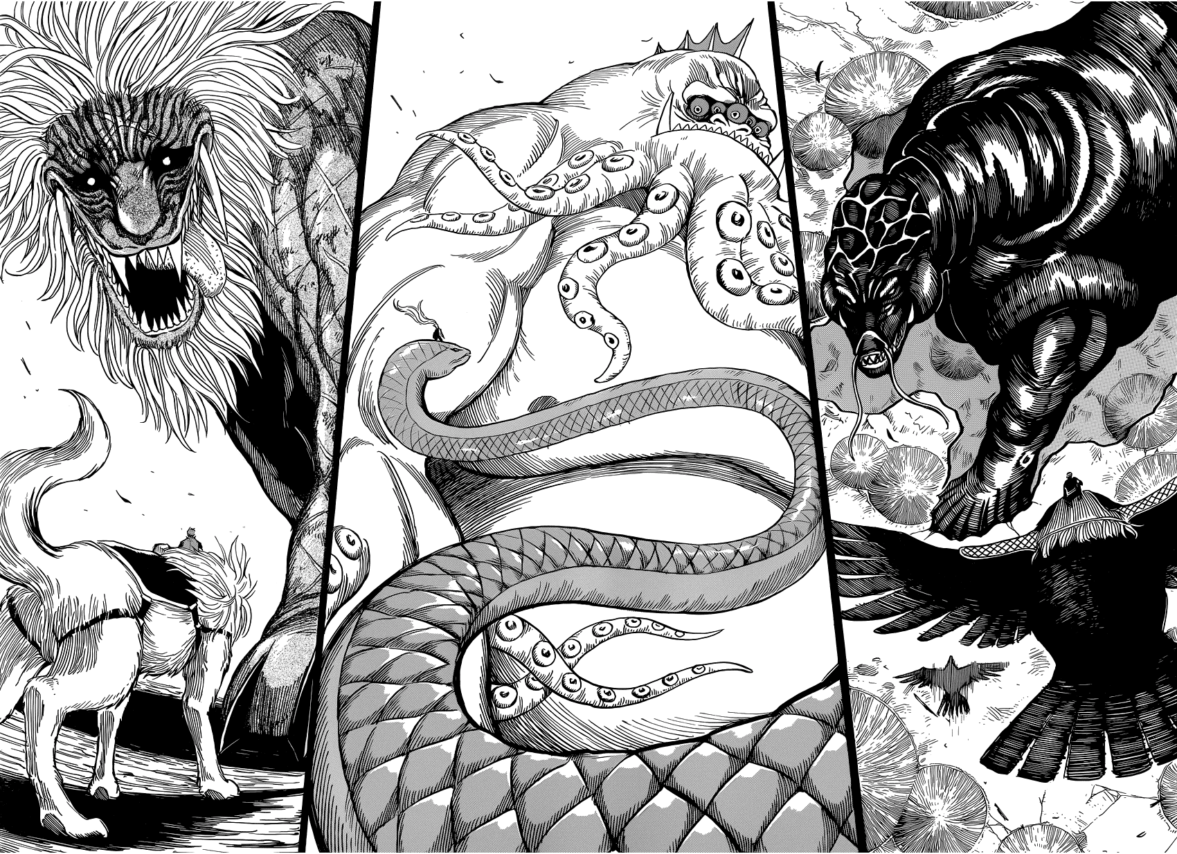 Манга про зверей. Торико монстры. Четыре зверя Торико. Торико Манга. Королевская змея Торико.
