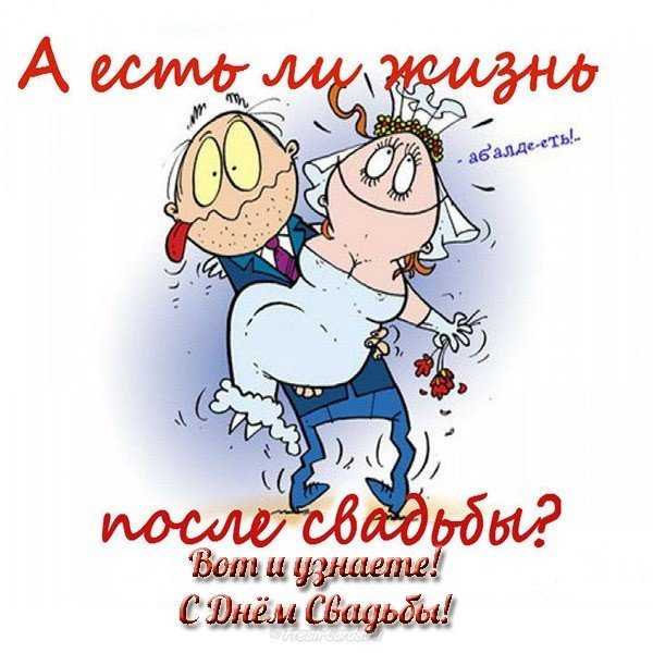 Открытки с днем свадьбы прикольные