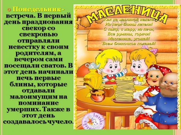 Дни Масленицы понедельник