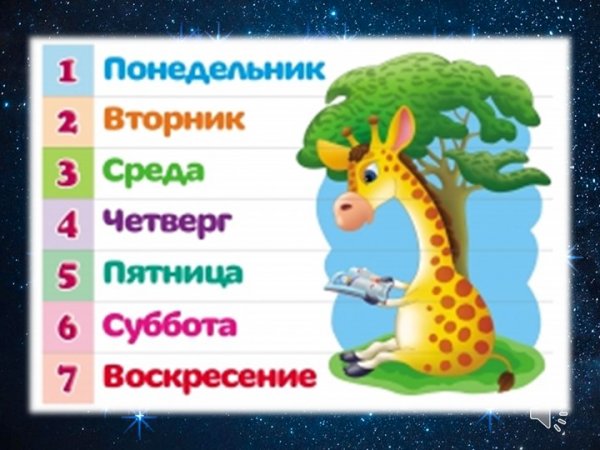 Дни недели для детей