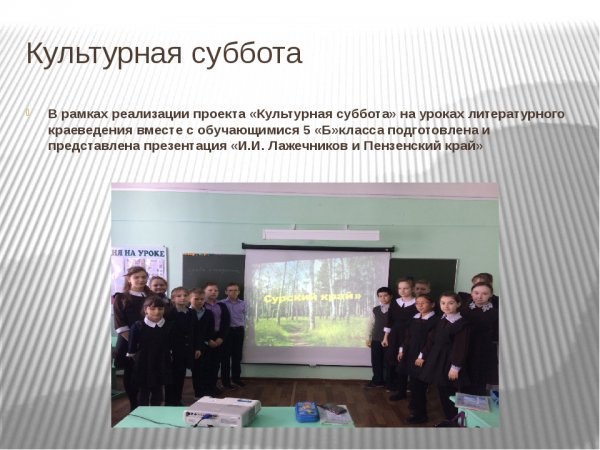 Культурная суббота в школе