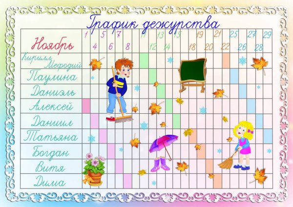 График дежурства по классу