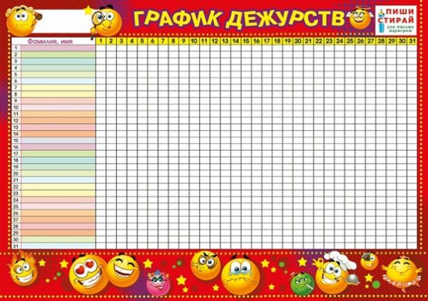 Смешной график дежурства