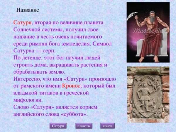 Символы Сатурна Бога