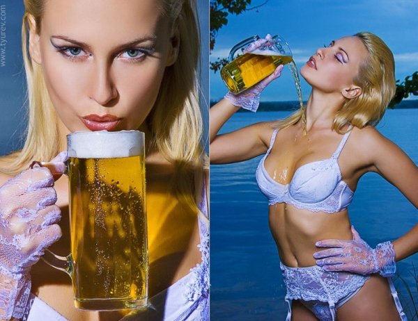 Красивая девушка и питво