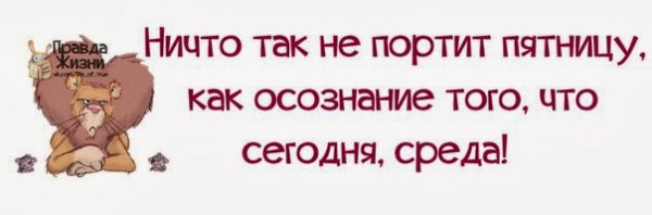 Ничто так не портит пятницу как осознание того что сегодня среда