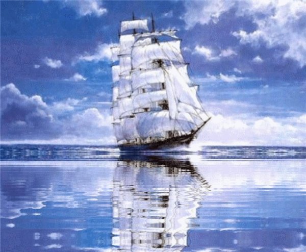 Анимация корабль плывет по морю