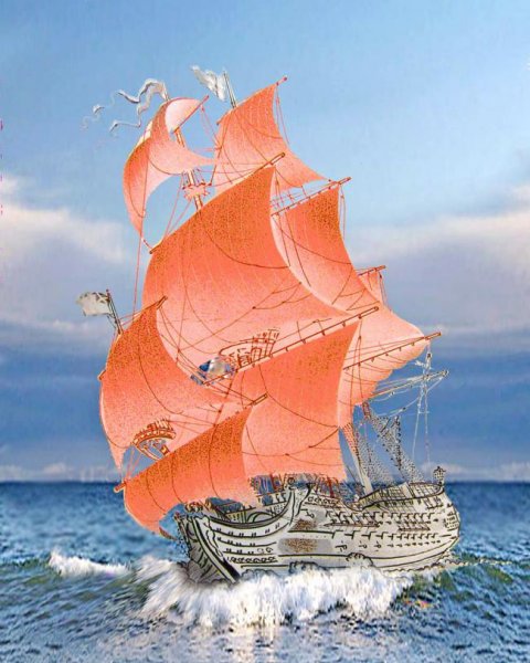 Бумажный кораблик в море