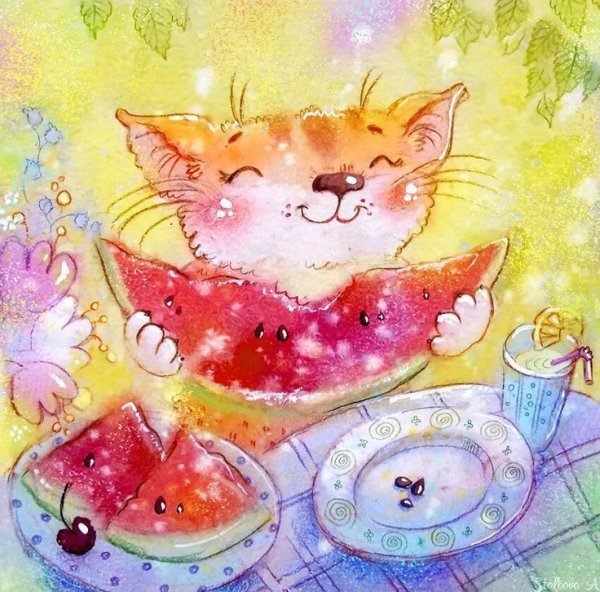 Счастье рисунок акварелью