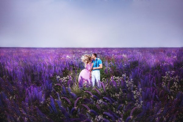 Фотосессия в фиолетовом поле