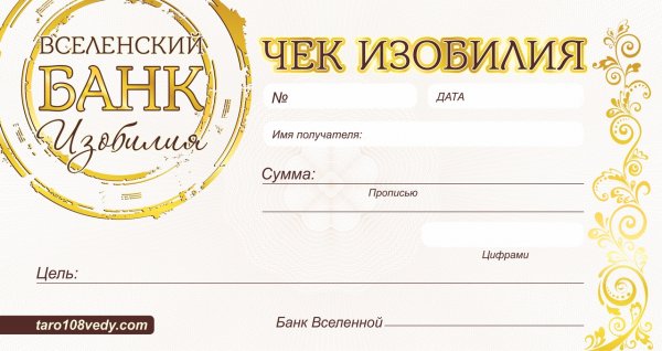 Чек Вселенского банка изобилия