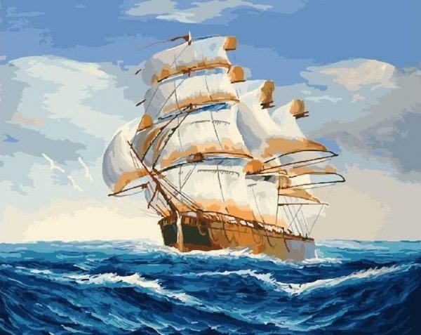 Рисование по номерам парусник