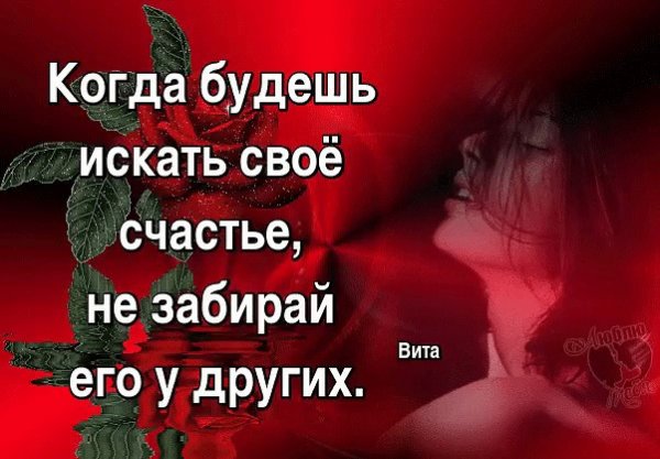 Нельзя построить свое счастье вытерев ноги о чужую жизнь