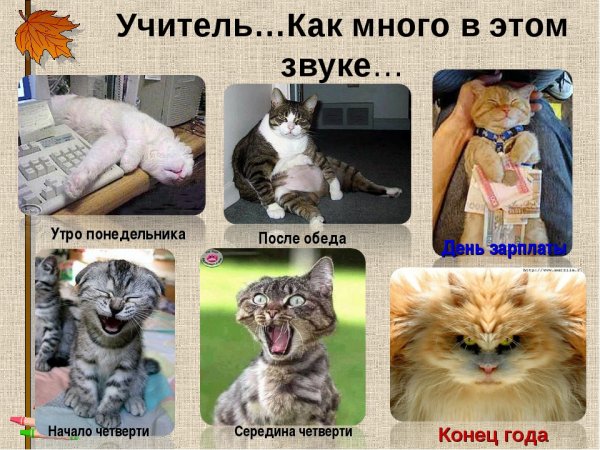 Учитель в начале учебного года и в конце