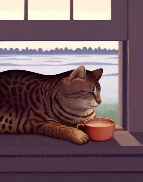 Кошка и кофе арт