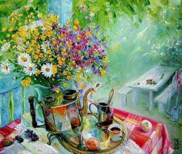 Летнее утро живопись