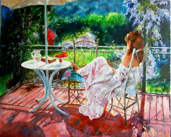 Картины Висенте Ромеро Редондо утро на террасе