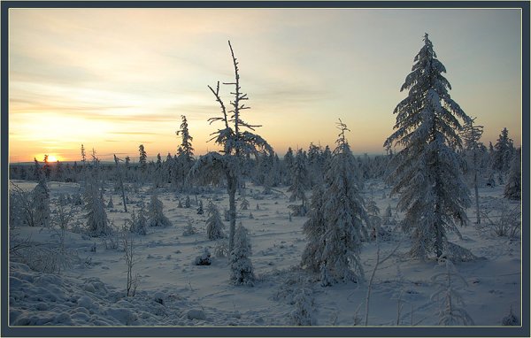 Закат зимой Якутия