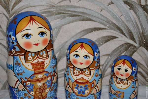 Гжель платок Матрешка