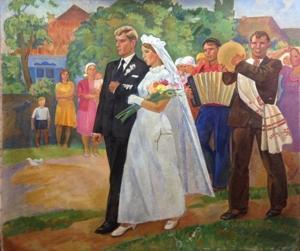 На картинке изображена веселая деревенская свадьба (43 фото)