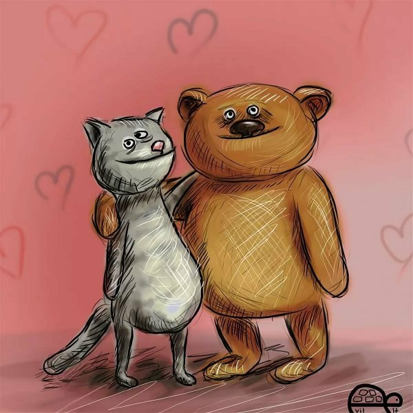Медвежонок и кошечка