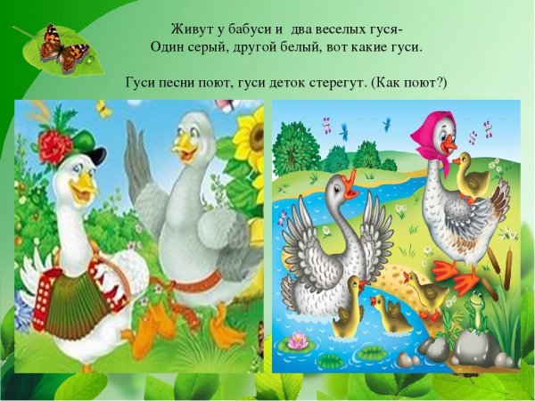 Жили у бабуси два веселых гуся один серый другой белый
