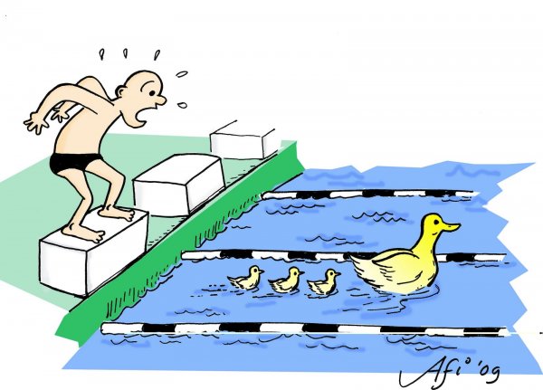 Плавание карикатура