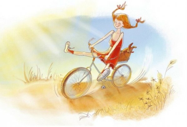 Велосипед едет иллюстрация