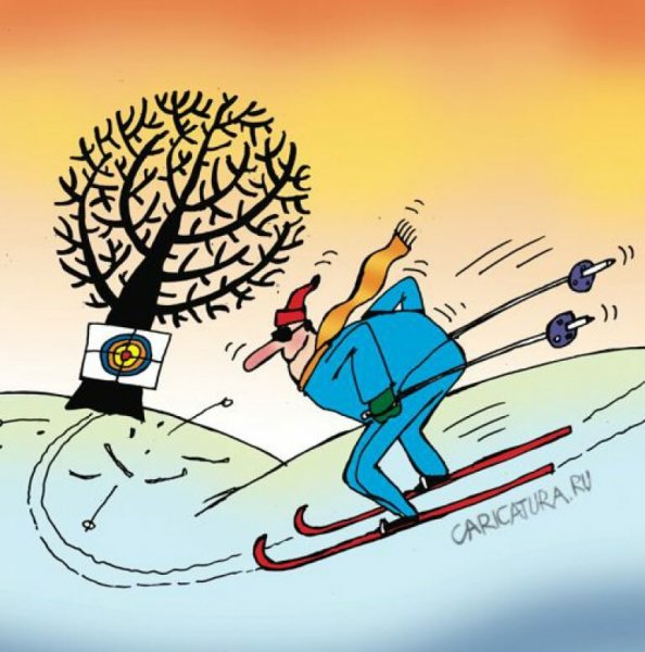 Горные лыжи карикатура