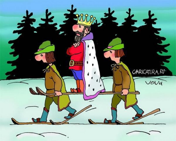 Карикатуры смешные о лыжниках