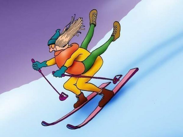 Горные лыжи карикатура