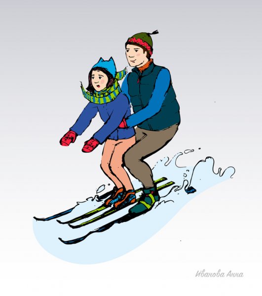 Горнолыжник карикатура