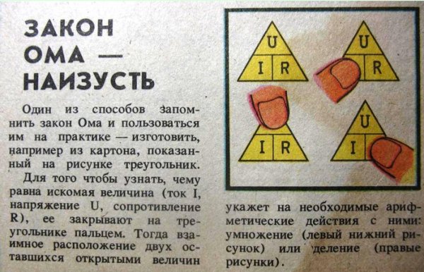 Закон Ома треугольник