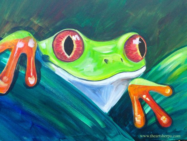 Лягушка акриловыми красками