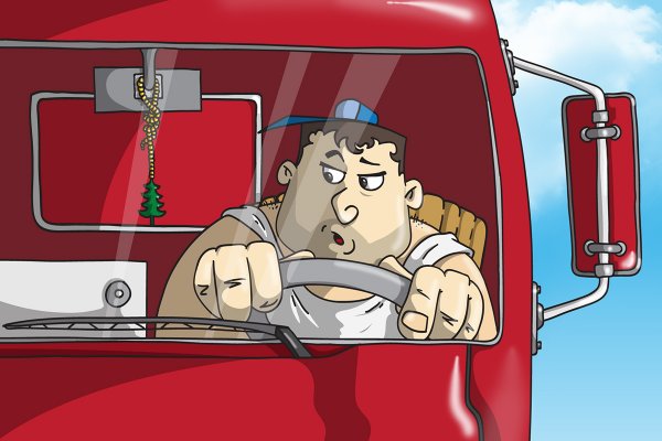 Карикатура на водителя грузовика
