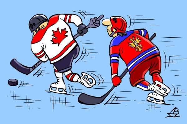 Хоккеист карикатура