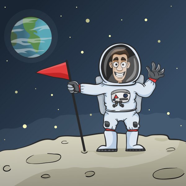 Космонавт над землей арт