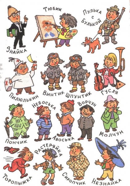 Герои Носова Незнайка
