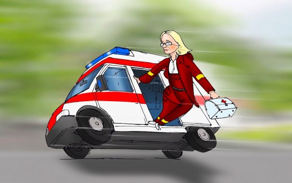 Карикатура на автомобиль скорой помощи