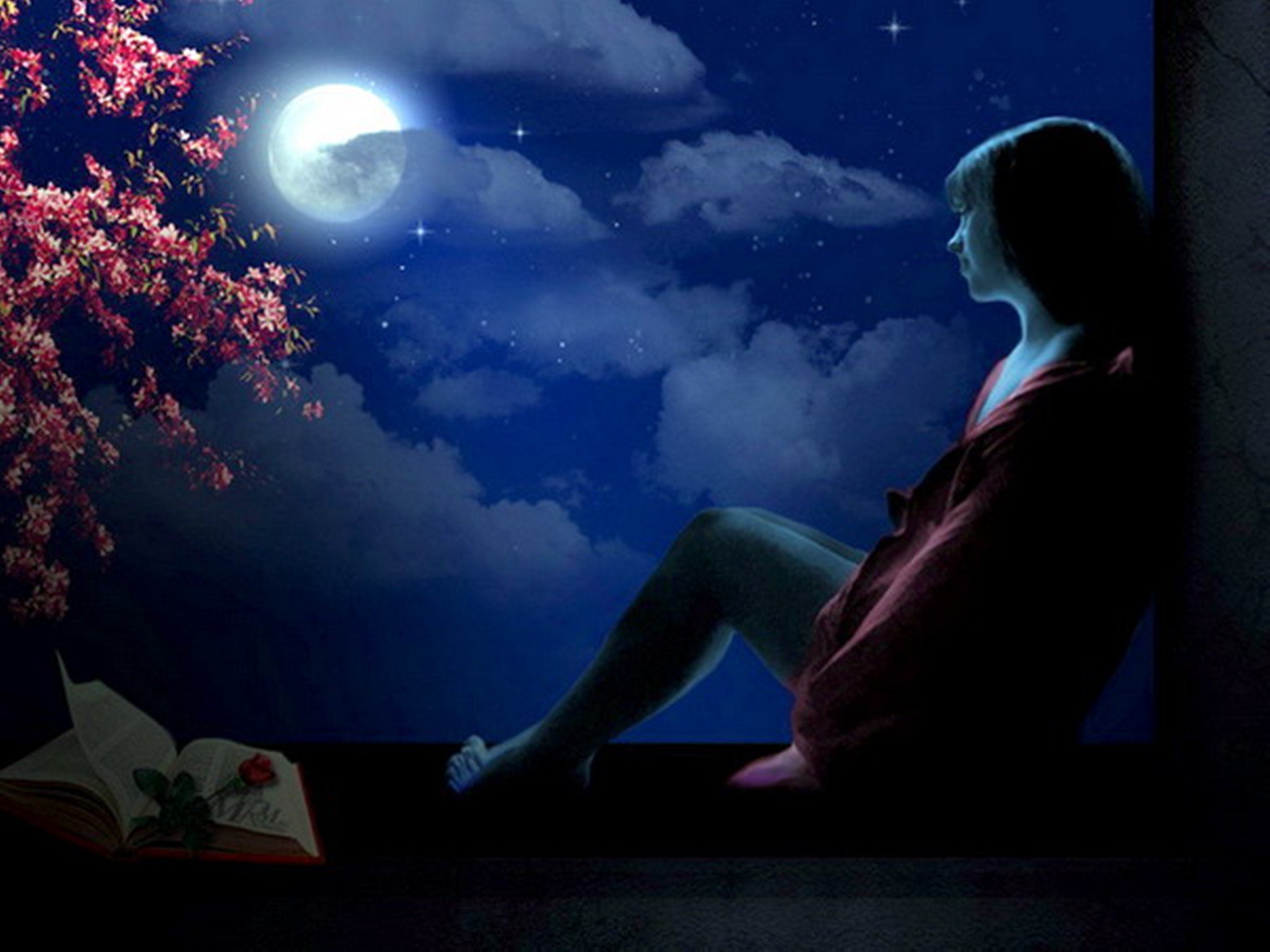 Песня день ночь мысли. Красивая ночь с человеком. Девушка ночь Луна звезды. Открытки спокойной ночи мужчине. Полнолуние девушка.