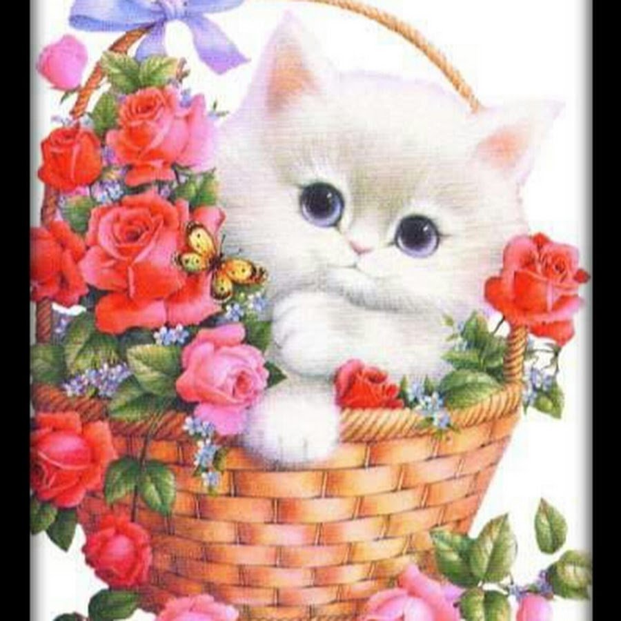 Пожалуйста сестренка. Открытки. Самые красивые открытки с благодарностью. Котенок с цветами. Кот с цветами рисунок.