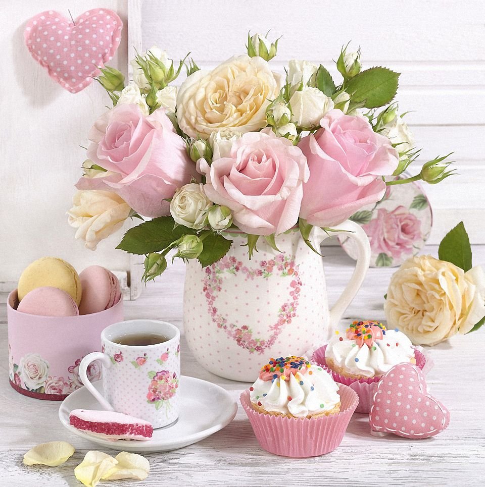 Добрые нежные картинки красивые необычные. Нежный букет в чашке. Нежные цветы и сладости. Доброе утречко с цветами. Нежное чаепитие.