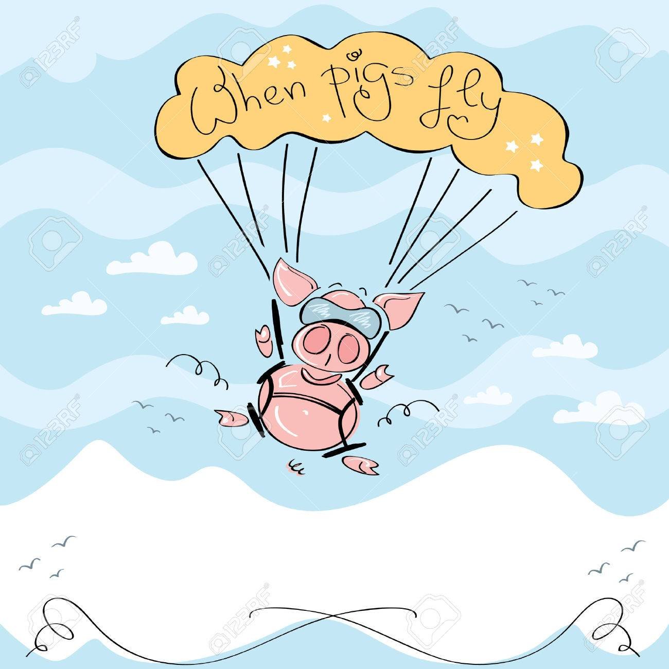 День летающих свинок картинки. Поросенок с парашютом. Свинья на парашюте. День летающих свинок. Свинья парашютист.