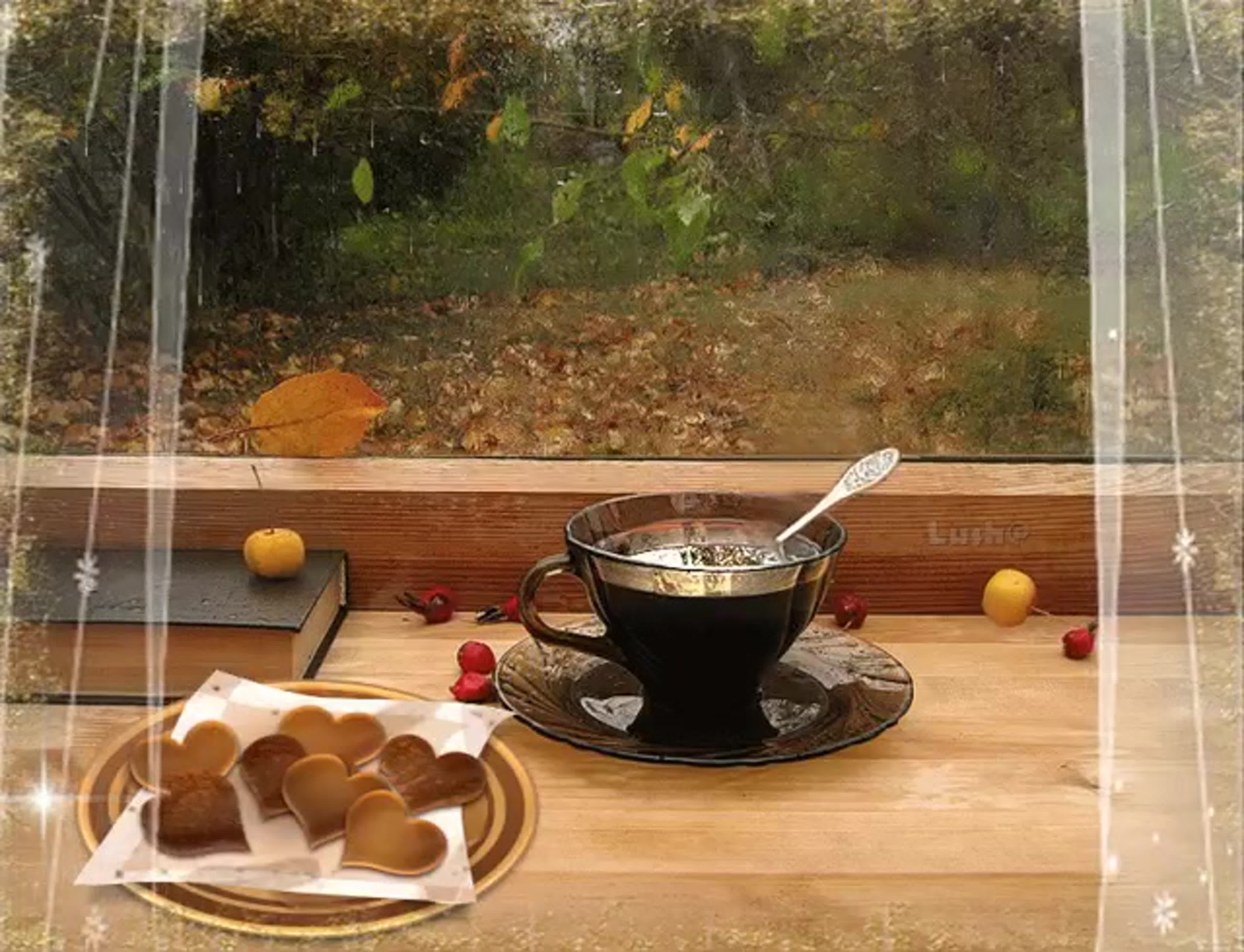 Стучит подоконник. Осеннее чаепитие. Доброе дождливое утро. Доброе утро дождь. Чай у окна.