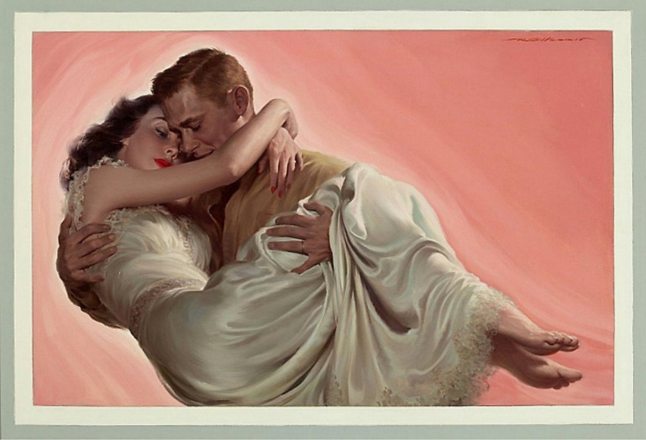 Она сильная слушать. Художник Robert George Harris. Мужчина и женщина любовь. Нежность женщины.