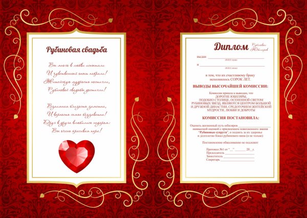 Торт на рубиновую свадьбу 40 лет